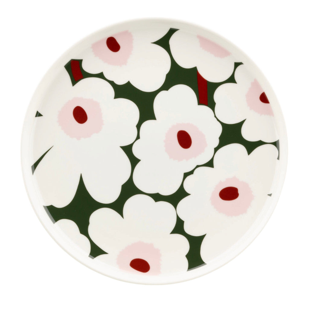 Krožnik 25 cm Oiva Unikko temno zelena Marimekko