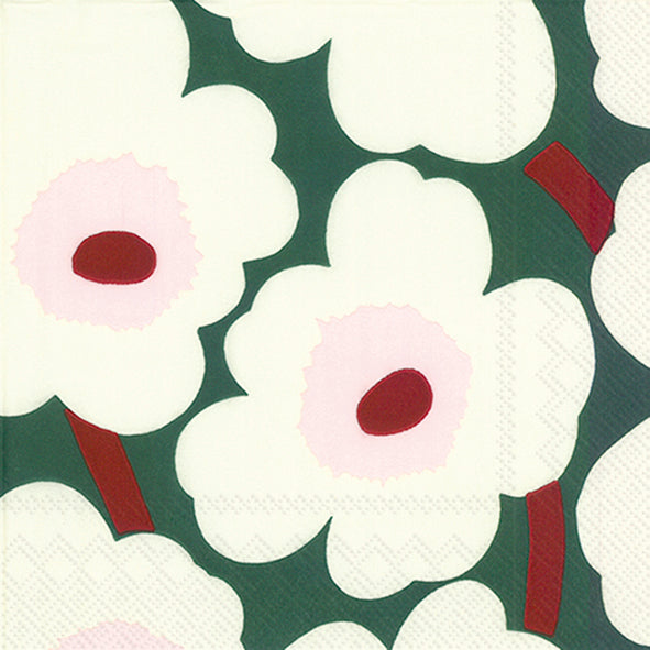 Papirnati prtički Unikko 33x33 cm temno zelena Marimekko